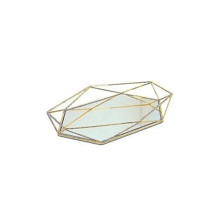 Glasmetallförvaringsbricka Europeisk Vintage Guld Oval Tallrik