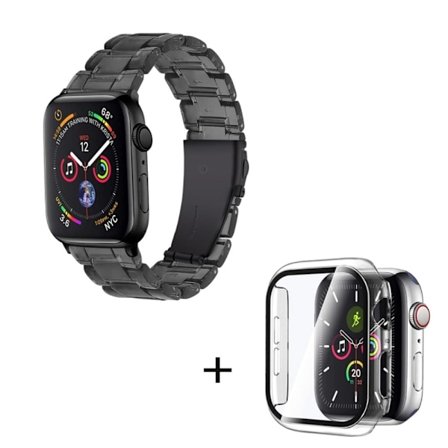 Apple Watch SE 2022 (44mm) klockarmband med 3 pärlor i resin och genomskinligt hölje - Vit