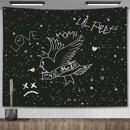 Lil Peep Vægtæppe Væghængende Se På Himlen Kunst Vægtæppe Tæppe Sort Hippie Hexemagiske Vægtæpper Æstetisk Værelsesindretning