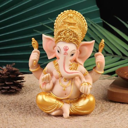 Guld Lord Ganesha Buddha Staty Elephant God Sculptures Ganesh