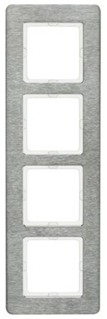 Hager 10146083 Täckram för Berker Q.7, rostfritt stål 4-fack, Strömbrytare & vägguttag