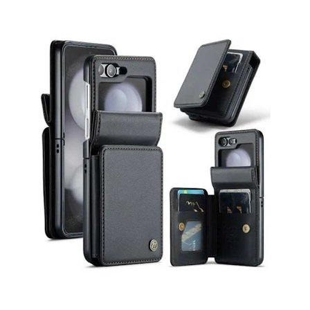 CaseMe iskunkestävä kansi korttitelineen jalusta 4-lokeroinen Samsung Z Flip 5 musta
