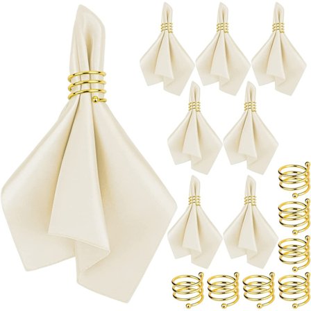 Serviettringer, sett med 8, glatte stoffservietter og serviettringer