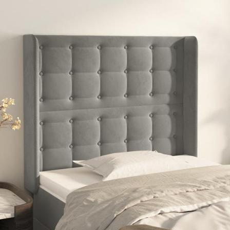 Vidaxl Huvudgavel Med Kanter Ljusgrå 93x16x118/128 Cm Sammet Grå