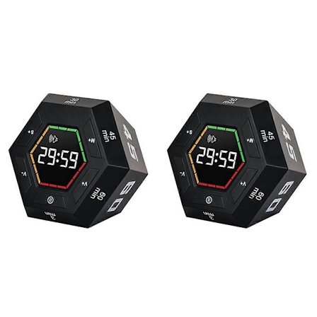 2X Pomodoro-timer, Produktivitetstimer, 3, 5, 15, 30, 45, 60 Minuters Förinställd Smart Nedräkningstimer, Tim