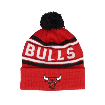 Outerstuff - NBA Rood pom Beanie - Kids Chicago Bulls NBA Jacquard Cuffed Beanie Red Pom @ Hatstore