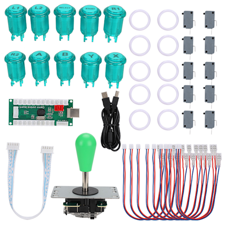 CY-822C DIY Arcade Game US-knappar Joystick Rocker Controller Kit utan ljus för Rapsberry Pi/PCGrön