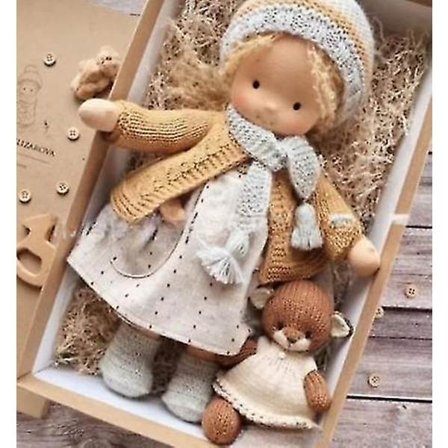 Håndlaget Waldorfdukke, håndlaget strikket dukke håndlaget plysjdukke, jul Waldorfdukke, julegave jente