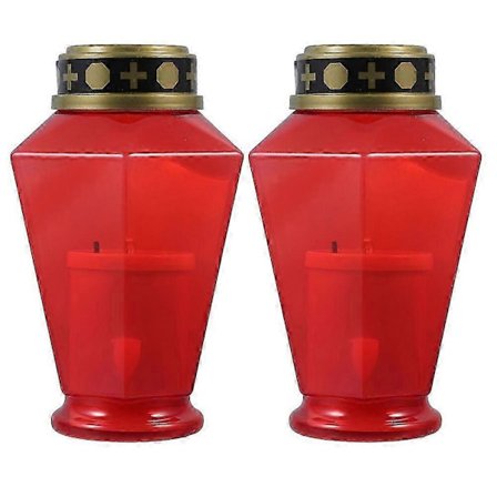 Elektriska Ljus Gravgårdsdekorationer Återanvändbara Led-ljus Kyrkogårdstillbehör 15x9x9cm 2st