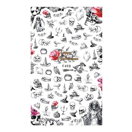 Halloween-serie Stereoskopisk mønster neglekunst selvklebende klistremerke manikyr klistremerker F498