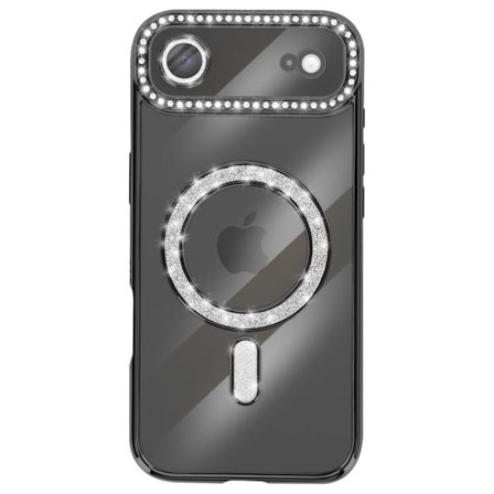 iPhone Air Cover Kompatibel med MagSafe med Sort Rhinestone Kant