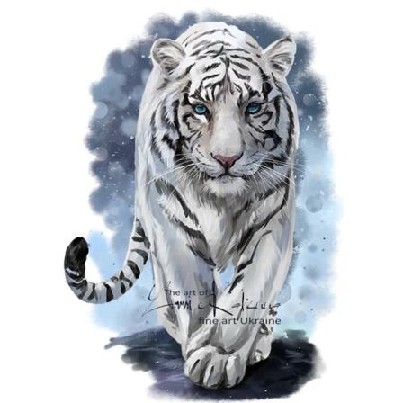 Diamond Painting 5d Diy Diamant Målning Vit Tiger 40x50cm