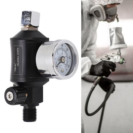 Lufttryksregulatorfilter Pneumatisk Justeringsventil med Måler til Sprøjtepistol 1/4in NPT Indløb Udløb