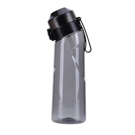 Smaksatt Vannflaske med 7 Smakskapsler Air Water Up Flaske Frost Svart 650ml Air Starter Up Set Vannkopp for Camping Sport Svart