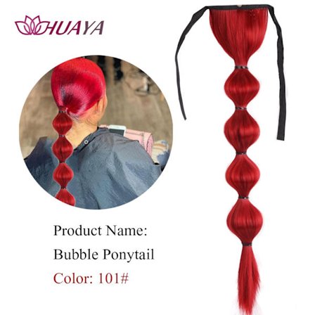 HUAYA Dragsko Lång rak hästsvans Clip In Hair Extensions Syntetiskt hår Bubble hästsvans Värmebeständigt naturligt falskt hår