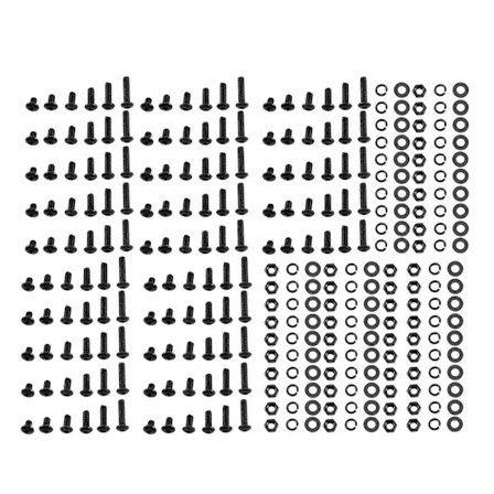M3 Sorte Hex-Hulskruer, Bolte og Hex-Møtrikker med Skiver (Knaphoved)