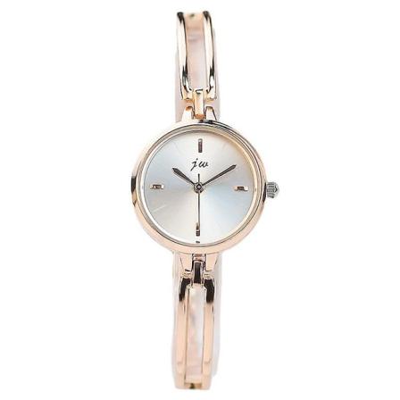 Uusi muodikas yksinkertainen elegantti naisten kello opiskelijoille Elektroninen kvartsikello Gold strap white plate
