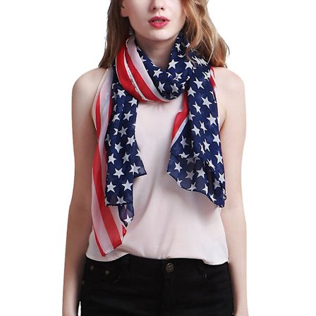 Fashion Halstørklæder Usa Flag Halstørklæde Kvinder Dame Pige Flag Halstørklæde