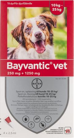 Bayvantic Vet Spot-on til Hund Hunde 10-25 kg (4 X 2,5 ml), Tøj & Bolig, Flåter & Lopper, Flåt- Og Loppemiddel Til Hunde