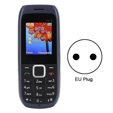 1,7 tums mobiltelefon med stor knapp, dubbla SIM-kort, Quad Band, EU-kontakt 100-240V Blå