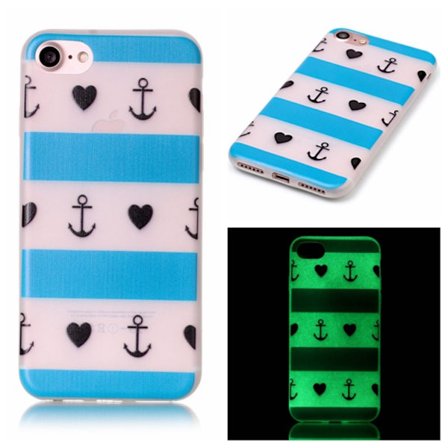 iPhone 7 / iPhone 8 Skal Glow in the dark - Anchor Heart Stripe