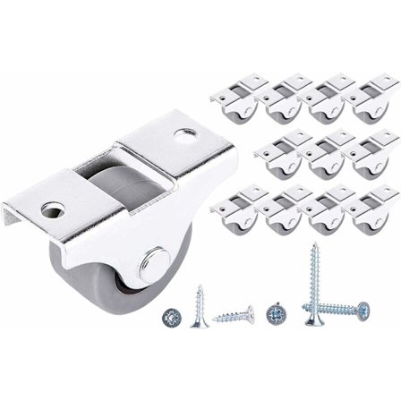 Pakke med 12 små 25 mm møbelhjul i gummi, ikke-drejelige, plastikfri, til apparater og udstyr