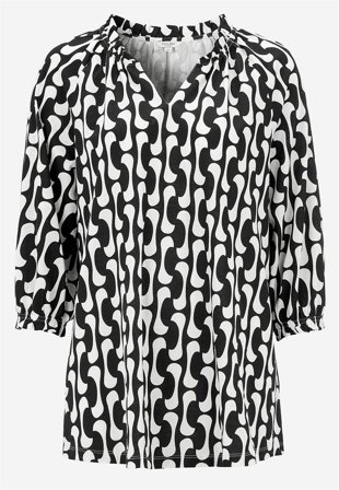 Cellbes of Sweden - Jerseytunika med 3/4 lange ærmer i sort / hvid / mønstret til damer i størrelse 38/40