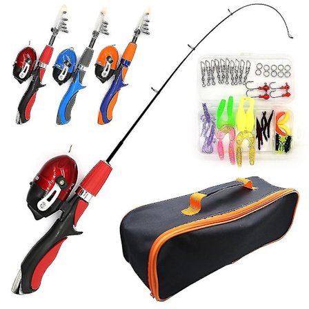 Barnfiskespö Set Komplett Set Med Teleskopfiskespö Och Spinnrulle Beten Krokar Set