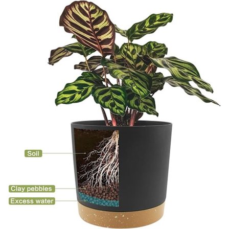 Kruka för inomhusväxter med dräneringshål och avtagbar bas, modern dekorativ skål för utomhuskrukor