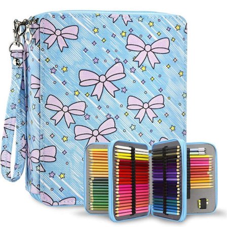 Farvet blyantsæske med 127 rum - blyantsæske lavet af Oxford stof, form 5