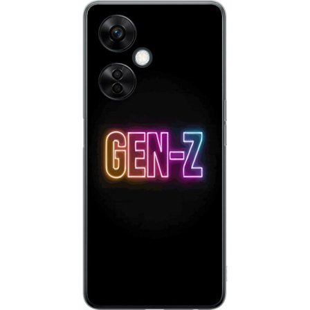 Kompatibelt Mobildeksel til OnePlus Nord CE 3 Lite Neontext Gen Z i fargerikt lys mot mørk bakgrunn i moderne digital stil