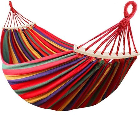 Udendørs bomuldsdobbelthængekøje, 280x150CM, op til 300KG, med træpinde, have, lejr KLB