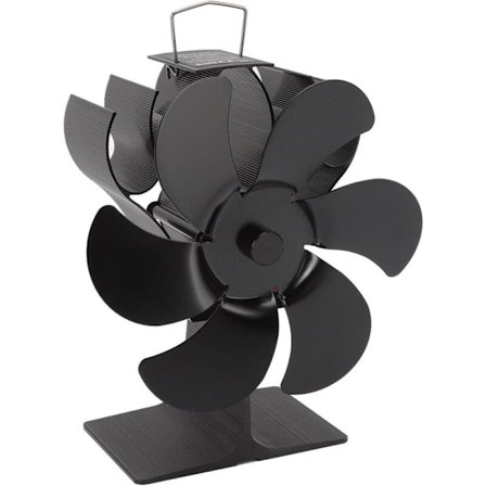 Miljøvennlig ovnsvifte, 6 blader vedovnsvifte, lavt støynivå aluminiumslegering, automatisk start, 1400 RPM vindhastighet, høytemperaturbestandig