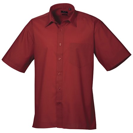 Premier Mens Short Sleeve Formal Poplin Plain Work Shirt 19 Bur