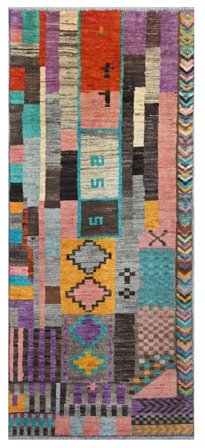 Hand Knotted Moroccan Berber - Afghanistan 80X189 Wool Rug Dark Red/Black Small