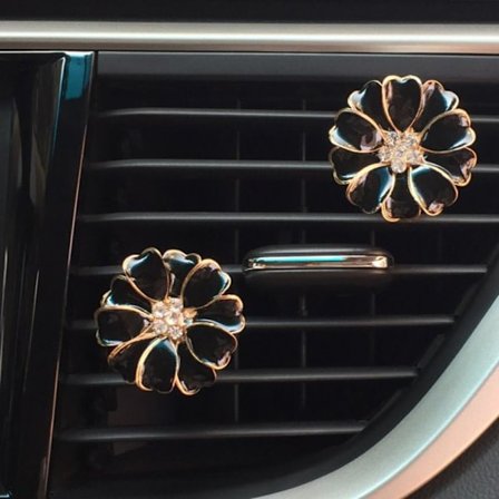 2-pakning Daisy Blomsterbiltilbehør Søte Billuftfriskere Bling Diamant Luftventilklemmer Bilinteriør (Rosa)