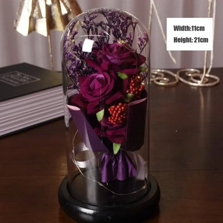 3 huvud ros LED Evig blomma ros konstgjord blomma jul bröllop valentin's dag födelsedag inredning