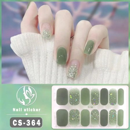 14Tips Halvhärdade Gel Nagelstickers Folie Glitter Nagelkonst Stickers Självhäftande Enkla Gel Hela Nagelomslag