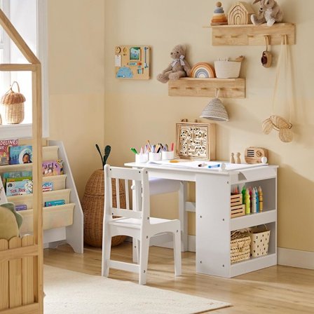 SoBuy Børnebord og stole Skrivebord og Stol til børn KMB60-W