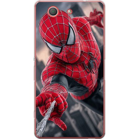Yhteensopiva Puhelinkuori Sony Sony Xperia Z3 Compact Dynaaminen Spider-Man-kuvaus toimintanäkökulmasta, supervoimien teema liikkeen energialla ja e