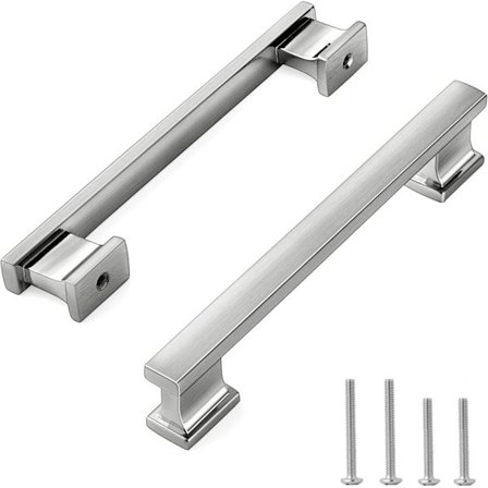 Kaapinvetimet, 4-pakkaus 5 tuuman (128 mm) rei'än keskiö harjattu satiini nikkeli kaapinvetimet laitteisto keittiön kaappeihin vaatekaappiin 
