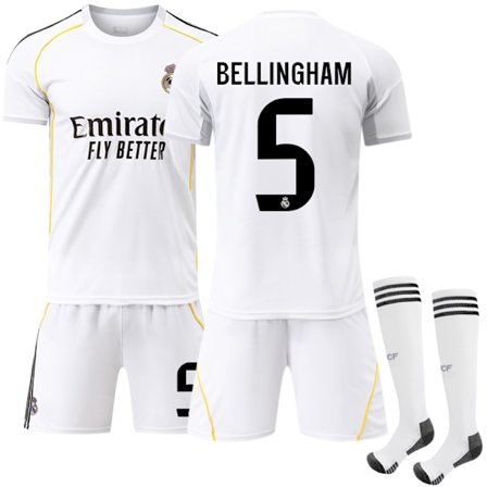 2025-2026 Real Madrid Hjemme Børne Voksen Fodboldtrøje Nr. 5 Bellingham NO.5-FF-