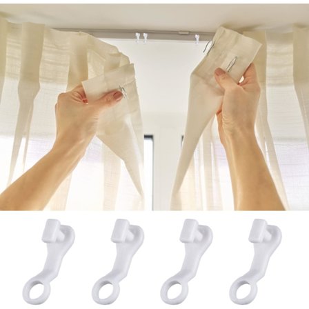 Gardinskinne-krog, 25 stk. gardinskinne-krog, plastik gardinskinne-krog, hvid