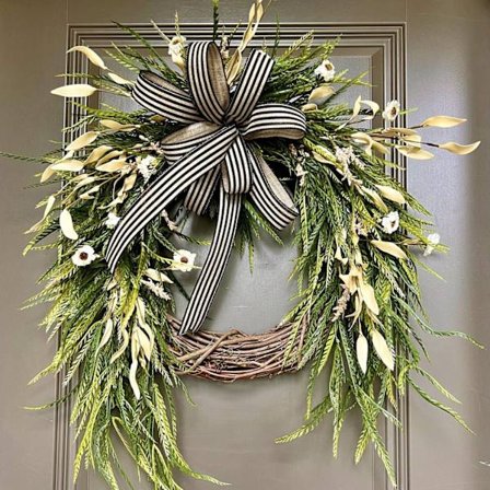 Tulpan Krans för Ytterdörr - Sommar Vår Mors Dag Dekor, Inomhus Utomhus Blommig Vägg Veranda Fönster Bröllopsdekoration