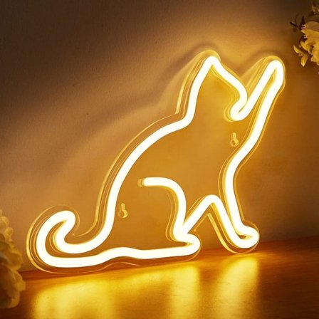 CAT LED Neonskilt, USB-drevet Natlampe, Art Deco Neon Vægskilt til Soveværelse eller Stue, Dekorativt Lys, Julegave til Børn
