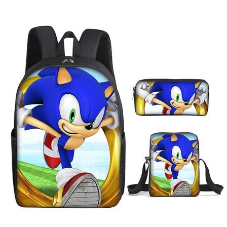 Sonic the Hedgehog skolväska 3st Anime tecknad skolväska