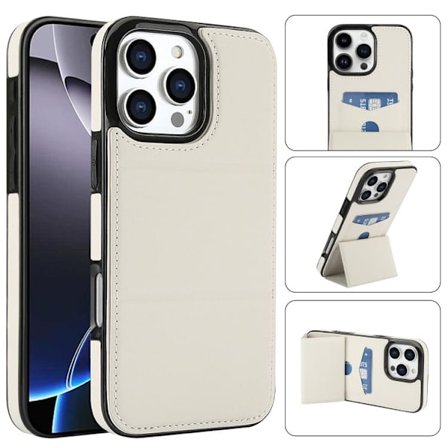 iPhone 16 Pro Tri-fold Fodral med Kortfack - Läder Skal