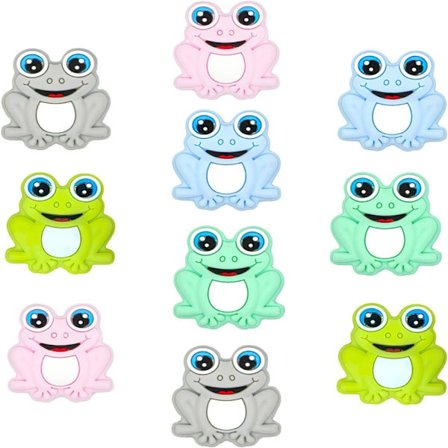 10 stykke sød frø silikoneperler Animal Spacer Beads tegneserie