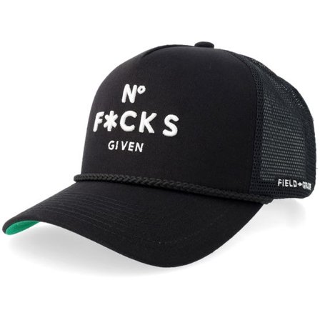 Field Grade - Svart trucker Keps - No F*cks Given Black Twill Mesh A-frame Trucker @ Hatstore