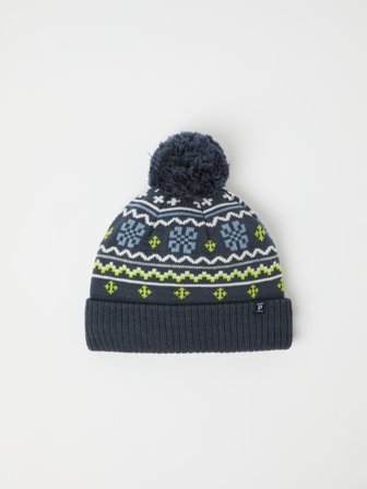Polarn O. Pyret - Windproof lined jacquard hat - 56 - 58 - Childrenswear - blue